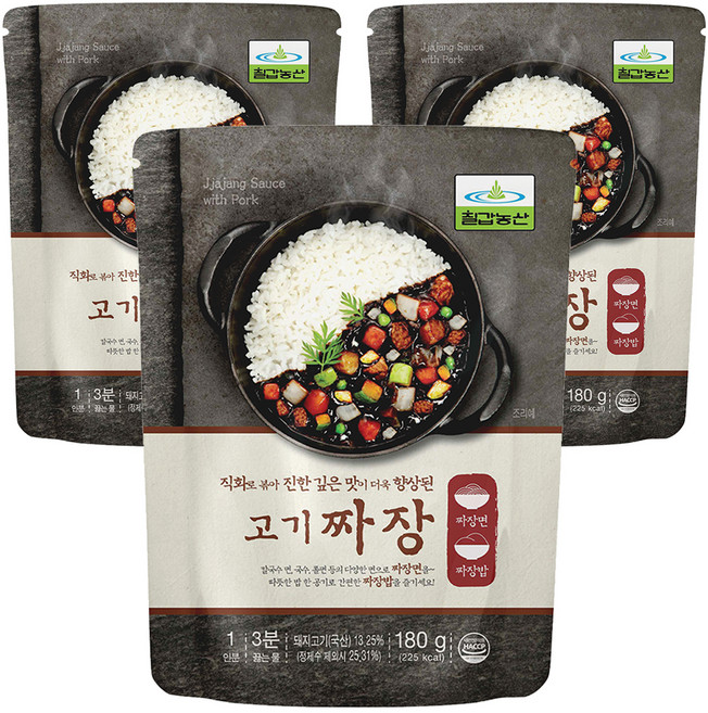 칠갑농산 고기짜장, 3개, 180g