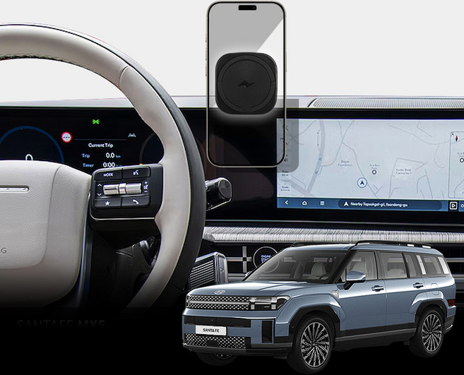 카비스 싼타페 MX5 평면전용 핸드폰 거치대 맥세이프 고속 무선충전기 차량용 모이크+ 맥세이프 마그넷 + 시거잭 + 케이블 + 고정클립 세트, 혼합색상, 단품