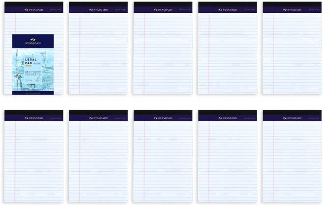 스탠다드 리갈패드 A5, WHITE, 50매, 10개