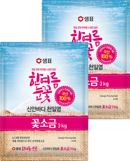 샘표 한여름눈꽃 꽃소금, 3kg, 2개