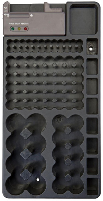 AHOYE 98顆電池收納盒 附測電器 DIY小物收納區, 1個, 黑色