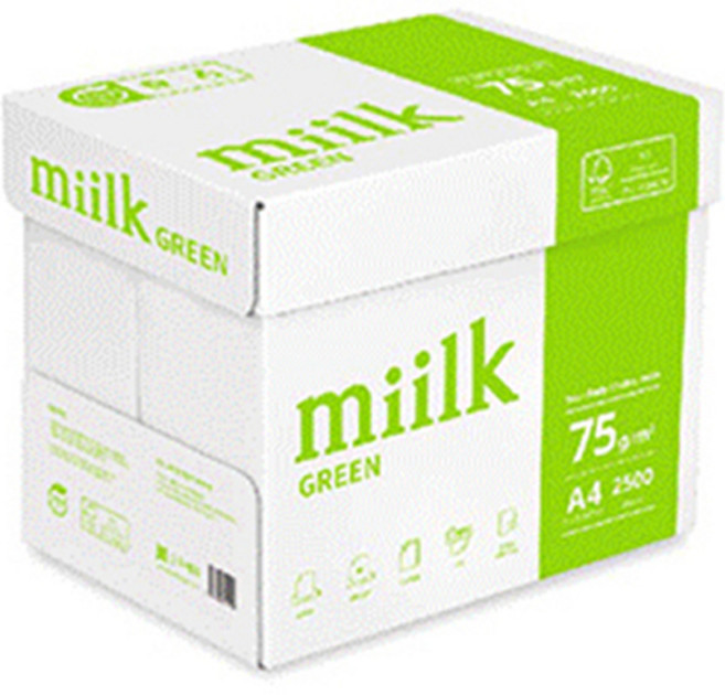 miilk 그린 복사용지 75g, A4, 2500개