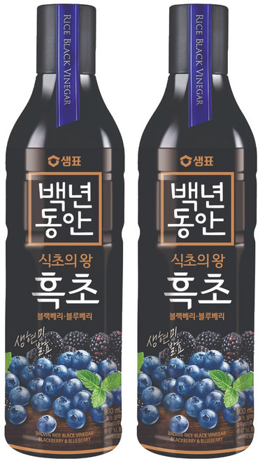 샘표 백년동안 현미발효 흑초 블랙블루베리, 900ml, 2개