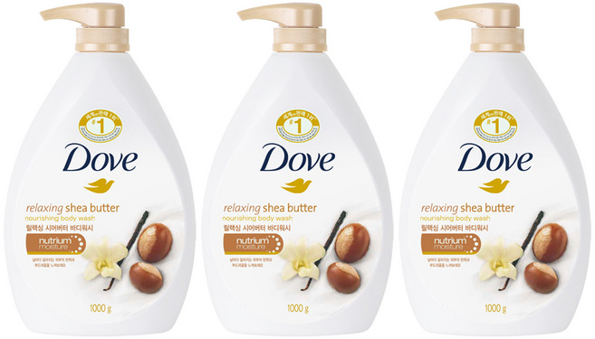도브 릴랙싱 시어버터 바디워시, 1kg, 3개