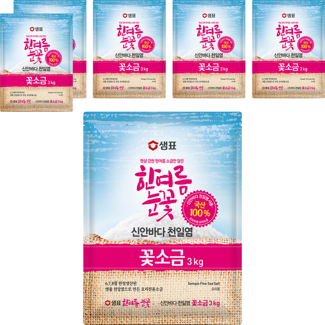 샘표 한여름눈꽃 꽃소금, 3kg, 6개