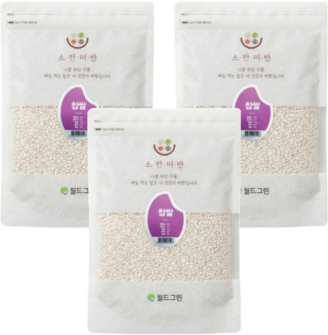 소반미반 찹쌀, 500g, 3개