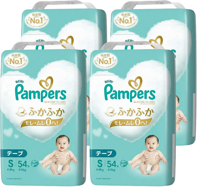 Pampers 幫寶適 日本境內版 黏貼型尿布 4~8kg, S, 216片