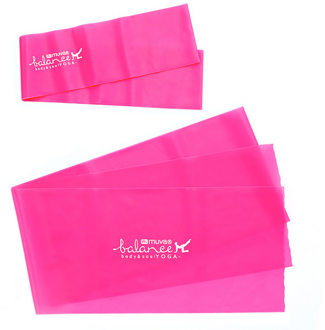 muva 瑜珈美舒展彈力組 適合全身性體態伸展 高延展性 超彈力 天然乳膠材質, 螢粉色, 1組