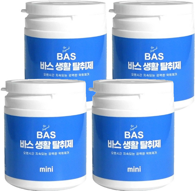 BAS 차량용 생활 탈취제 미니 베이비파우더향, 150g, 4개