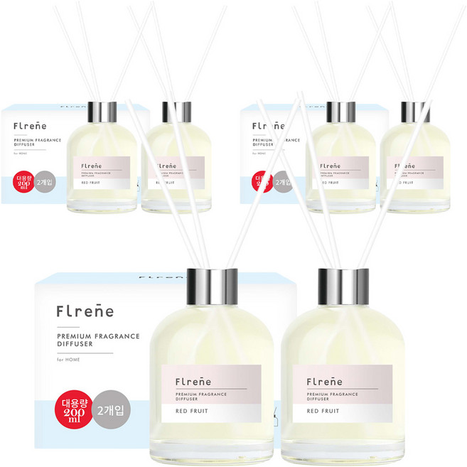 플렌느 NEW 방향제 실내용 디퓨저 200ml 2p + 스틱 10p, 레드프룻, 400ml, 3세트