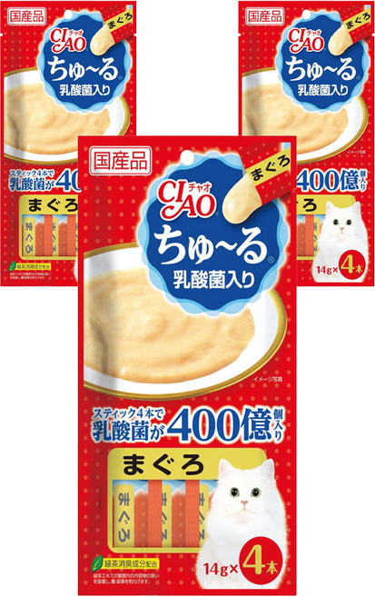 챠오츄르 챠오 고양이 유산균, 혼합맛(참치/유산균), 56g, 3개