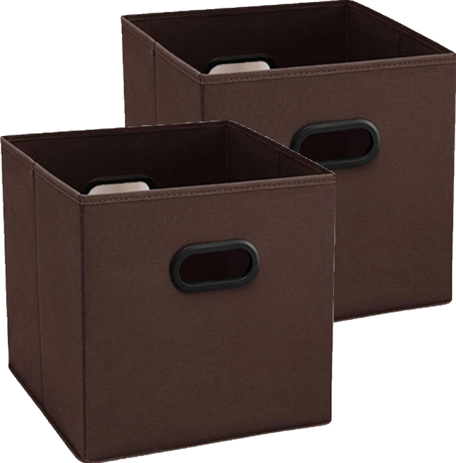 마켓감성 손잡이 패브릭 여러가지 수납함, 브라운, 2개