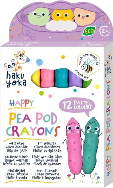 haku yoka 豌豆蠟筆 3歲以上 7.3cm 12支, 12色, 1盒