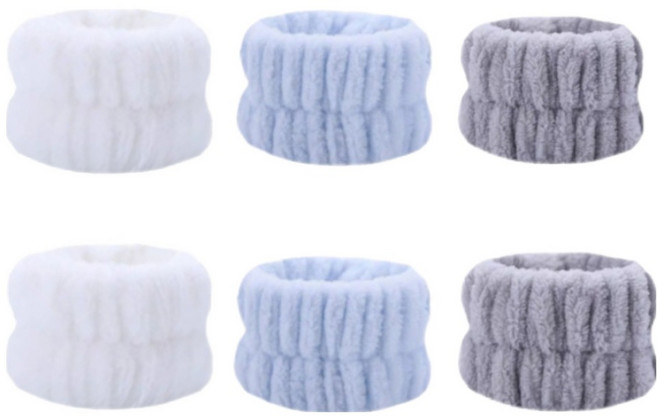 쿠캐치 손목 물 흐름방지 부드러운 손목 세안밴드, 6개, 블루, 그레이, 화이트