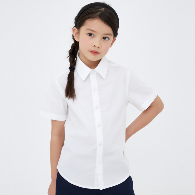 롤리트리 아동용 기본 면 스판 반팔 셔츠