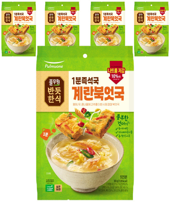 풀무원 1분즉석국 계란북엇국, 30g, 5개