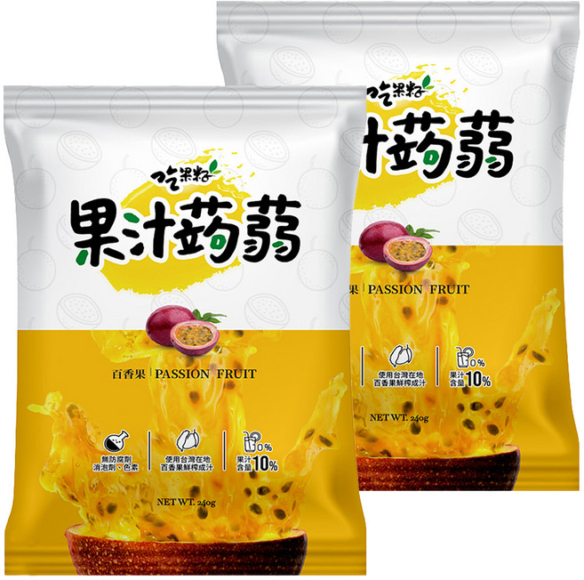 吃果籽 果汁蒟蒻 百香果, 240g, 2袋