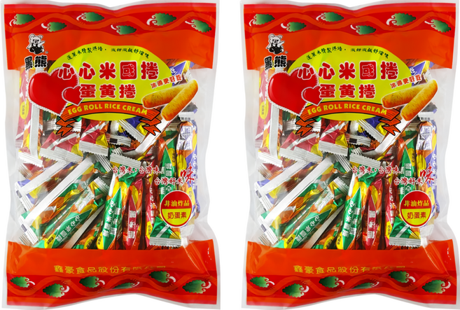 黑熊 鑫豪 米國捲 蛋黃捲 台灣古早味零嘴, 250g, 2袋
