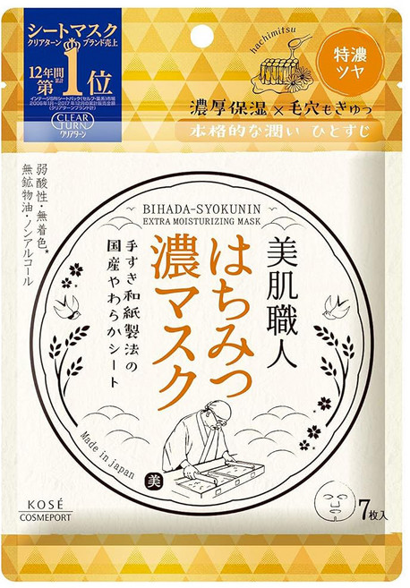 KOSE 高絲 CLEAR TURN 光映透 美肌職人蜂蜜濃潤光澤面膜, 7入, 1包