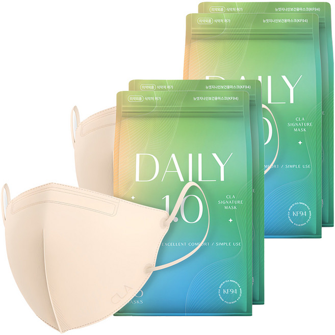 CLA 데일리 보건용 마스크 대형 KF94, 25개입, 4개, 스킨베이지