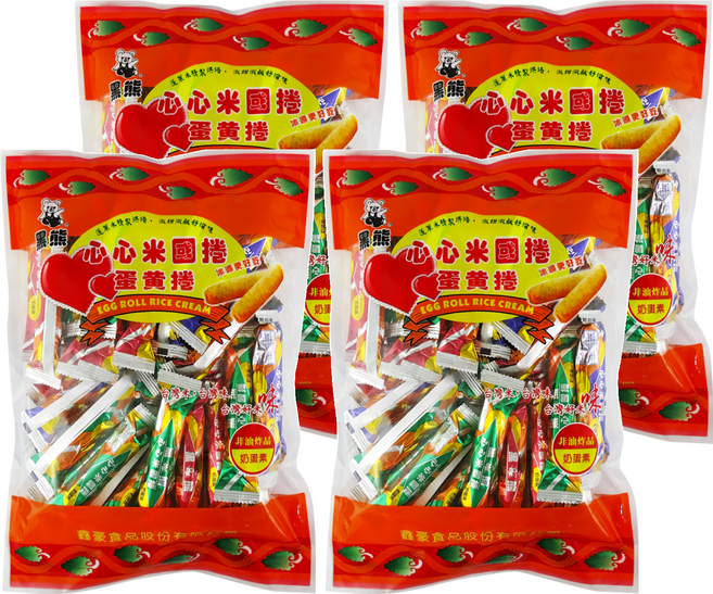 黑熊 心心米國捲 蛋黃捲, 250g, 4袋