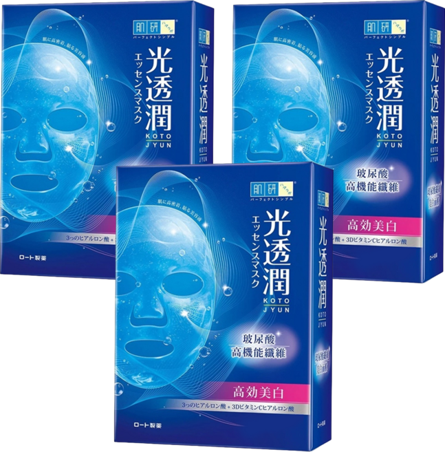 HADALABO 肌研 台灣公司貨 光透潤玻尿酸纖維美白面膜 28ml, 6片, 3盒