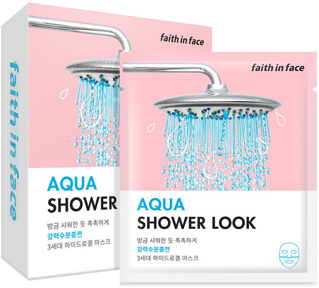 페이스인페이스 아쿠아 샤워룩 하이드로겔 마스크 수분, 10개입, 1개