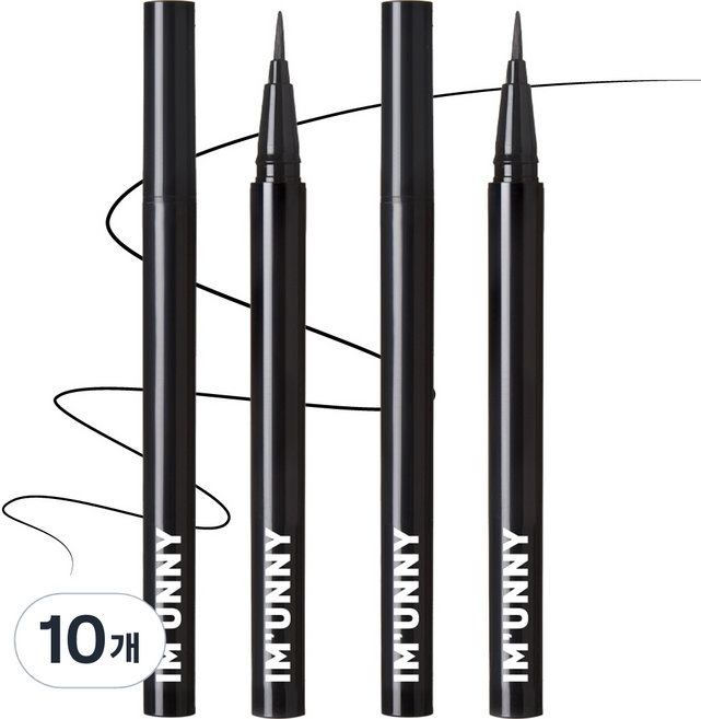 아임유니 스키니 핏 펜 아트 리퀴드 아이라이너 0.6g, A01 킬블랙, 10개