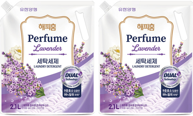 해피홈 파워겔 프레쉬부스터 라벤더향 액상세제 리필, 2.1L, 2개
