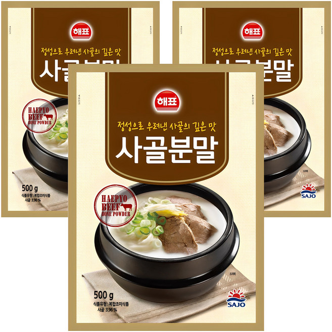 해표 사골분말, 3개, 500g