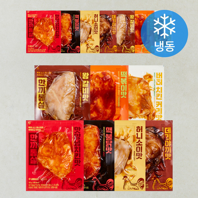 한끼통살 소스 통살 닭가슴살 7종 x 2개입 세트 1400g (냉동), 100g, 1개입, 14개