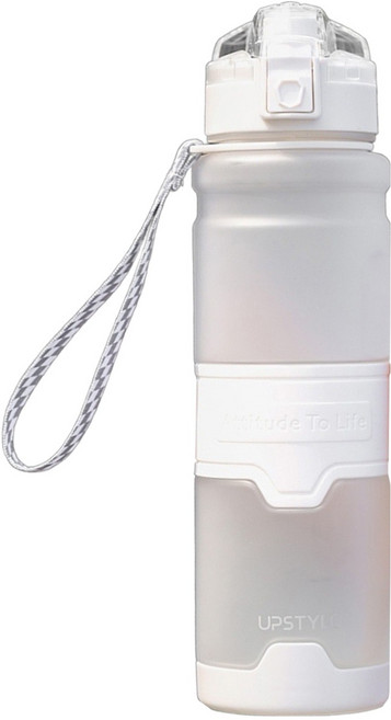 UPSTYLE Tritan 質感防摔直飲運動提帶水壺 1L, 磨砂白, 1個