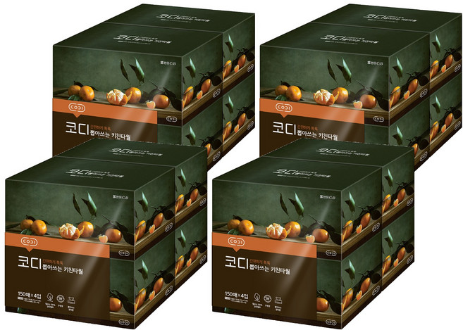 코디 뽑아쓰는 천연펄프 키친타월 150매, 150개입, 16개