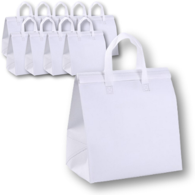 비비드닷 예쁜 일회용 손잡이 은박 보온보냉백, 흰색, 10개