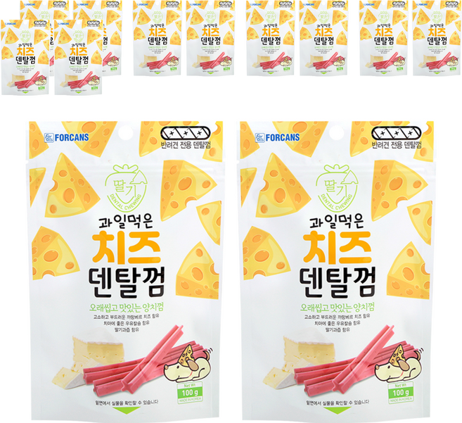 포켄스 강아지 과일먹은 치즈덴탈껌, 딸기, 100g, 12개