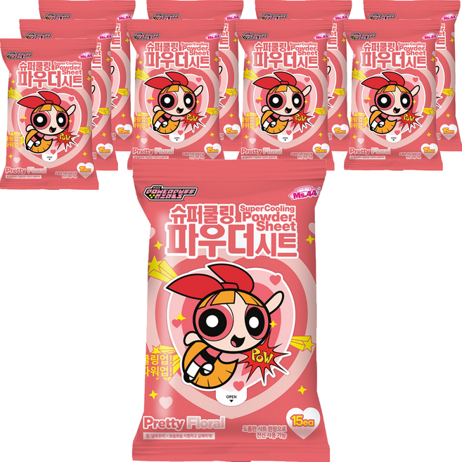 미스사사 슈퍼 쿨링 파우더 시트 데오드란트 플로럴 15p, 87g, 10개