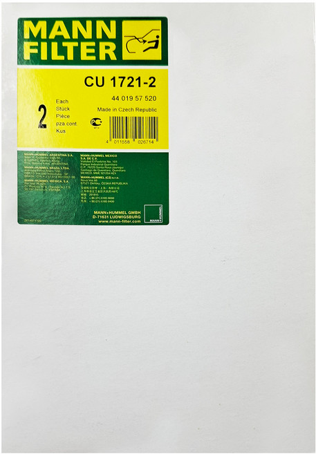 MANN FILTER 空調濾清器, CU 1721-2, 1盒