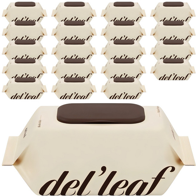 델리프 엠보싱 넘버5 베이지 대용량 저자극 아기물티슈 캡형, 50g, 100매, 20개