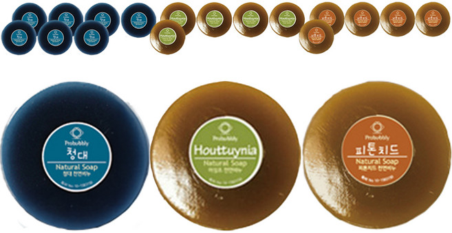 프로버블리 프리미엄 중성비누 10p 세트 1100g 청대 4p + 어성초 3p + 편백 3p, 2세트