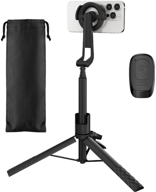 신지모루 자력강화 M 셀픽스 맥세이프 올인원 블루투스 셀카봉 삼각대 130cm, MSFX_BLTH_SLF_BK_SJM, 1개