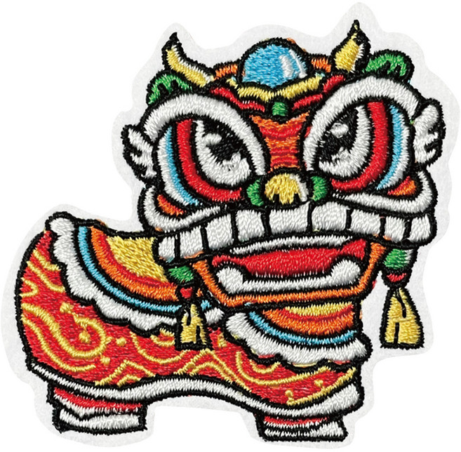 Hi 你好 刺繡貼紙, 舞獅, 1張