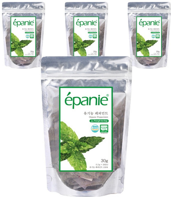 에빠니 유기농 페퍼민트 허브차, 1.5g, 20개입, 4개