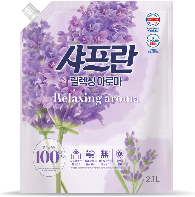 샤프란 섬유유연제 릴렉싱 아로마 리필, 2.1L, 1개, 1개입