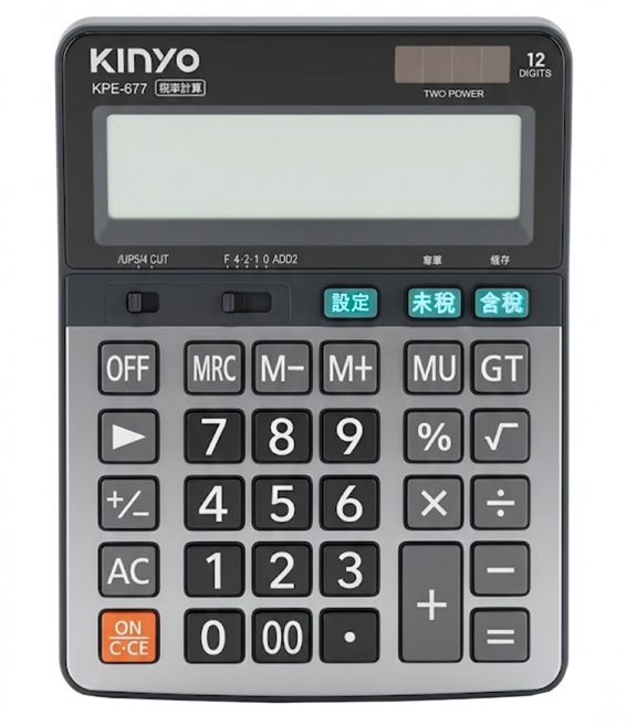 Kinyo 超大稅率計算機, 灰色, 1個