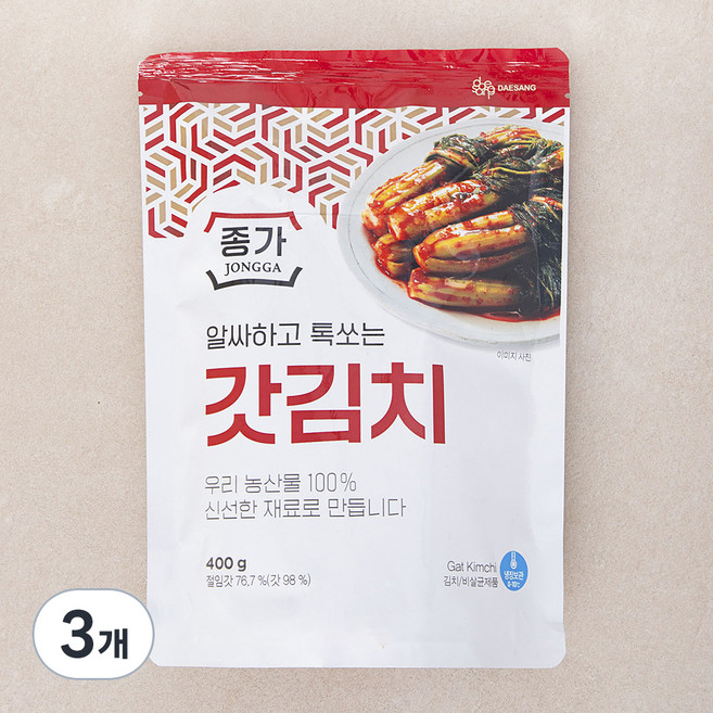 종가 알싸하고 톡쏘는 갓김치, 400g, 3개