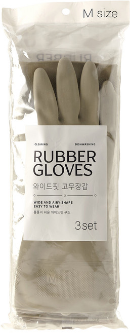 모던하우스 모던 와이드핏 양손 고무장갑, 연그레이, 중(M), 3세트