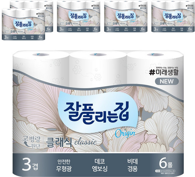 잘풀리는집 뉴 오리진 클래식 화장지, 25m, 6개입, 6개