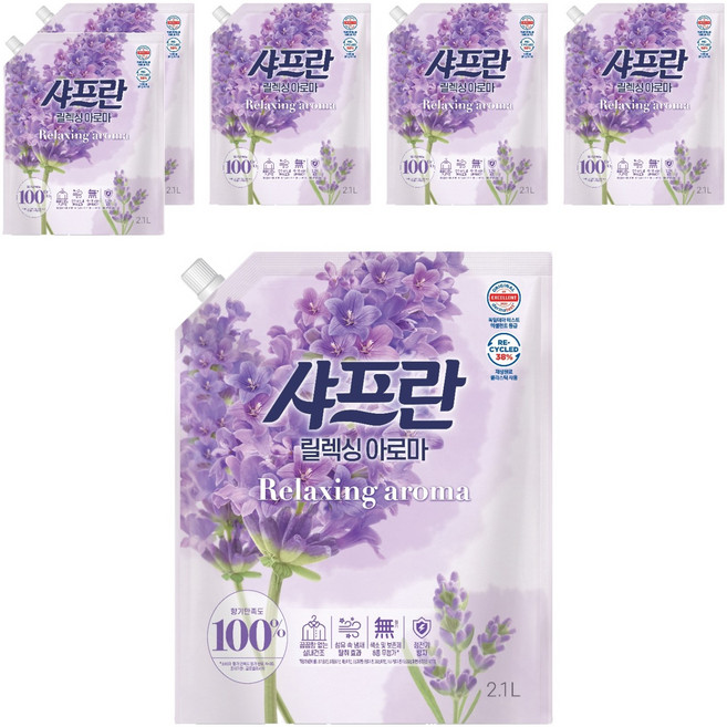샤프란 섬유유연제 릴렉싱 아로마 리필, 2.1L, 6개