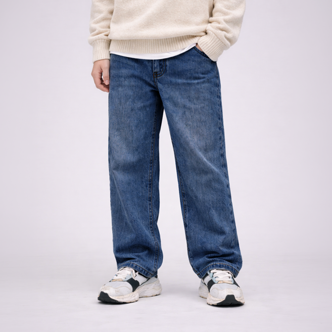 로시앤로우 주니어 아동 와이드 데일리 밴딩 데님 팬츠 SK006