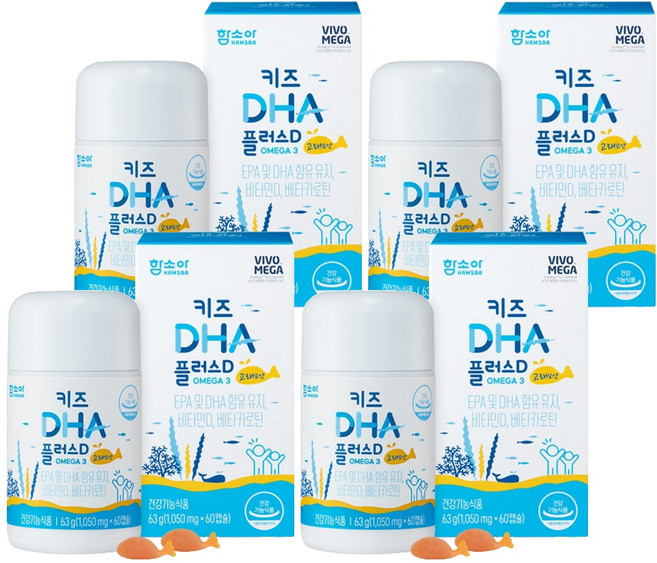 함소아 유아용 DHA 플러스 D 63g, 60정, 4개